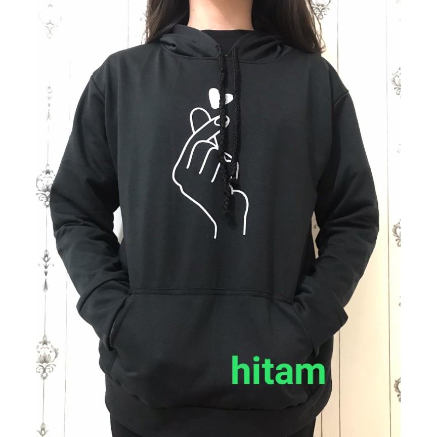 (BISA COD) sweater wanita/hoodie wanita sarangheyo-2