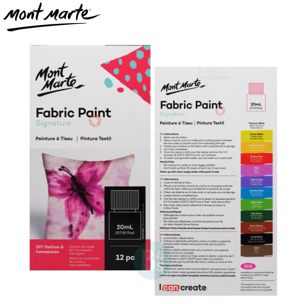 

Fabric Paint Signature Set 12pcs x 20ml - Mont Marte