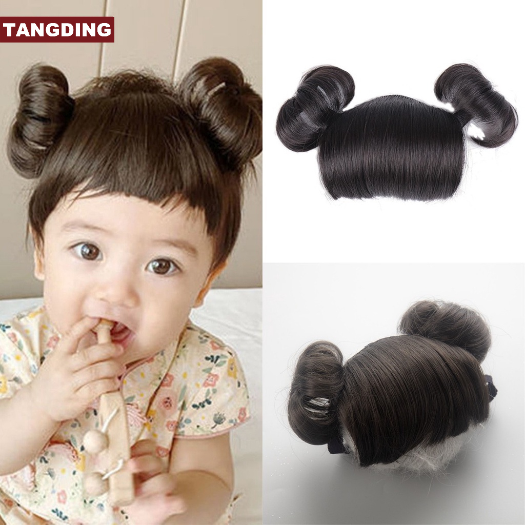 【COD Tangding】Rambut Palsu Model Kepang Dengan Poni Gaya Barat Untuk Anak