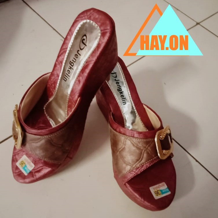 SEPATU HAK WEDGES WANITA SEPATU FASHION CANTIK - MERK JENGKELIN