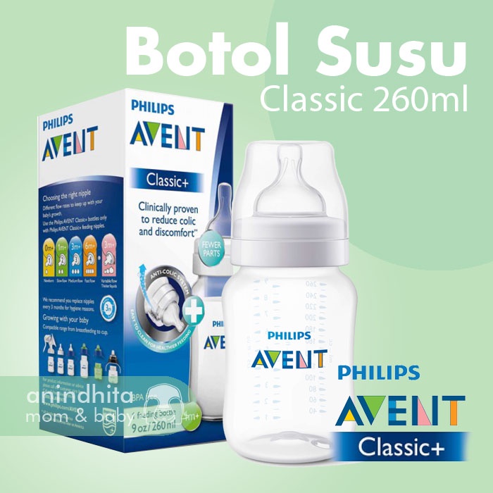 PHILIPS AVENT Classic+ Bottle 260ml Wideneck Botol Susu Bayi