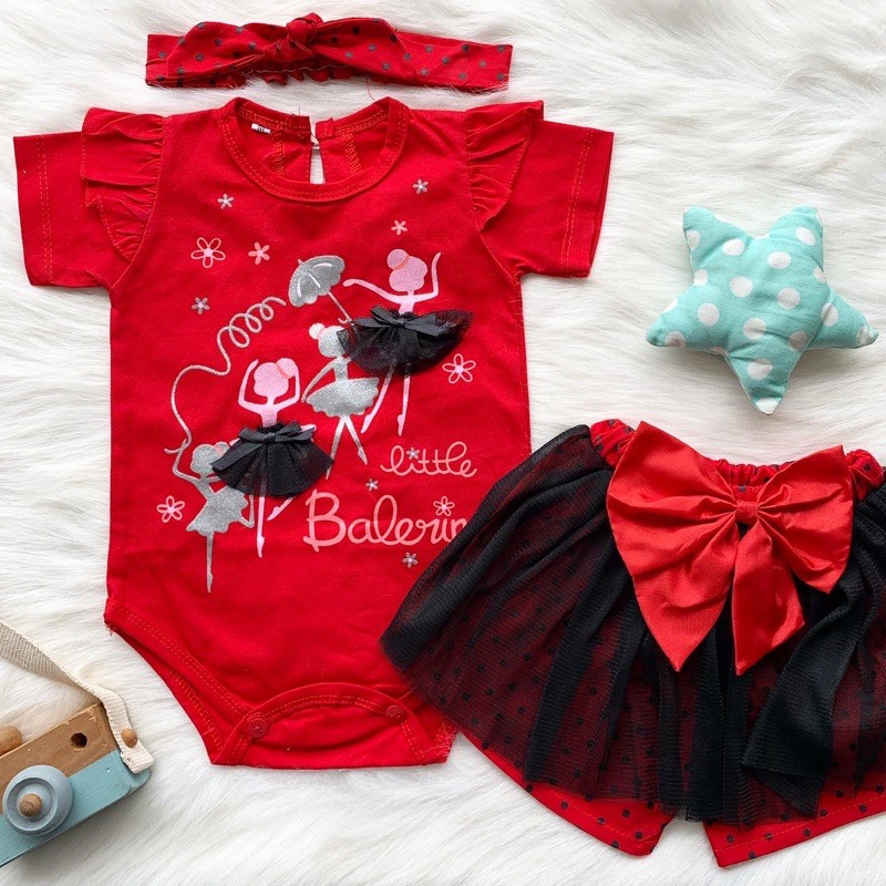 baju anak perempuan baru lahir newborn 0-12 bulan little ballerina tutu pants set