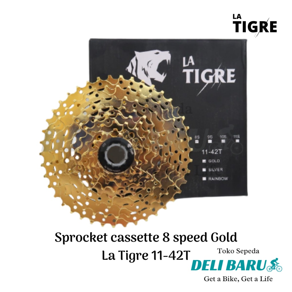 La tigre Sprocket cassette 8 speed gold model slop 11-42T sepeda MTB federal lipat