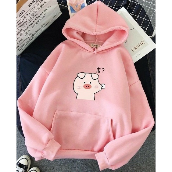 MYSTIQUE.ID-HOODIE PINK PIG LUCU DAN AESTHETIC