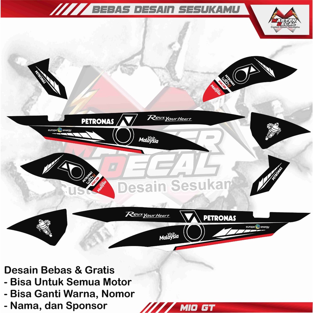 Stiker Striping Mio GT Motif Petronas Black