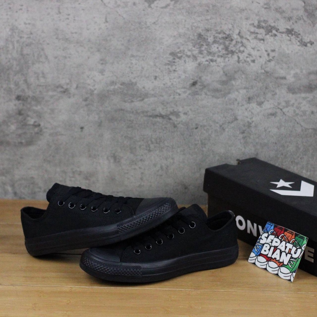 Sepatu CONVERSE CT All Star Classic Ox All Full Black Hitam Polos