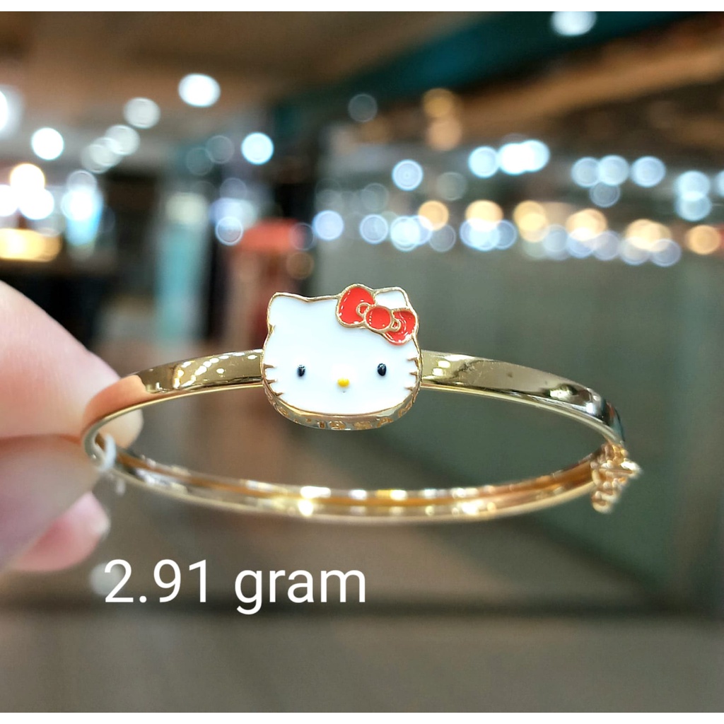 Gelang Anak Kaku Emas Hello Kitty Red Bow Kadar 70% 2.91 Gram