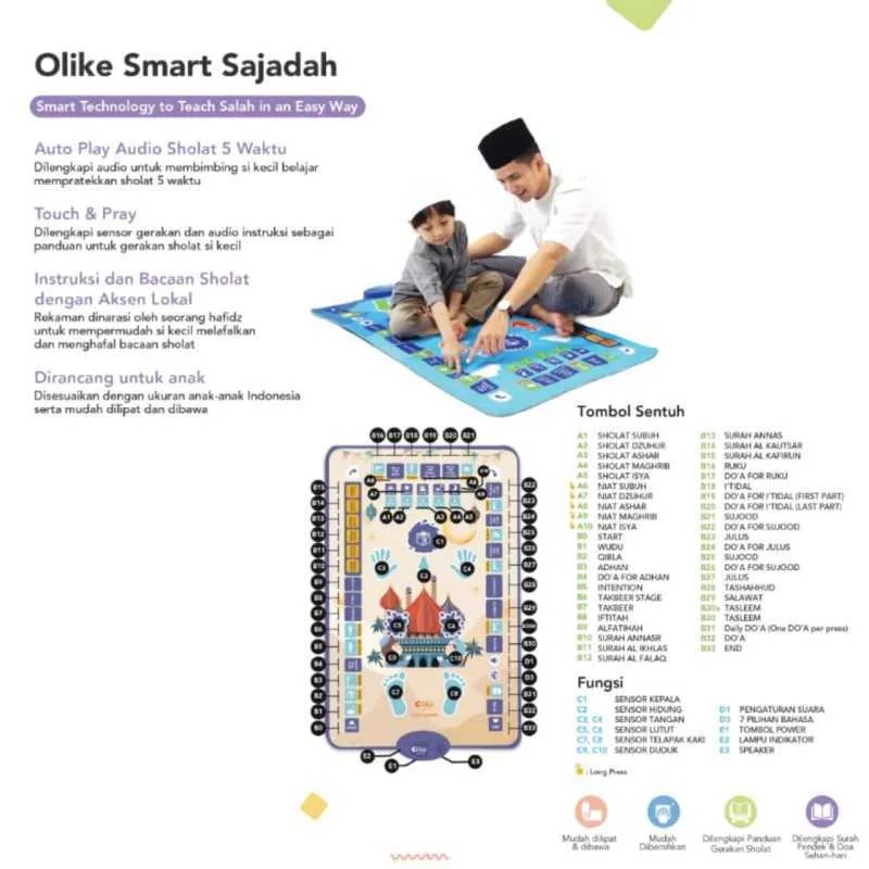 Olike Smart Sajadah Anak /  Sajadah pintar - Garansi Resmi