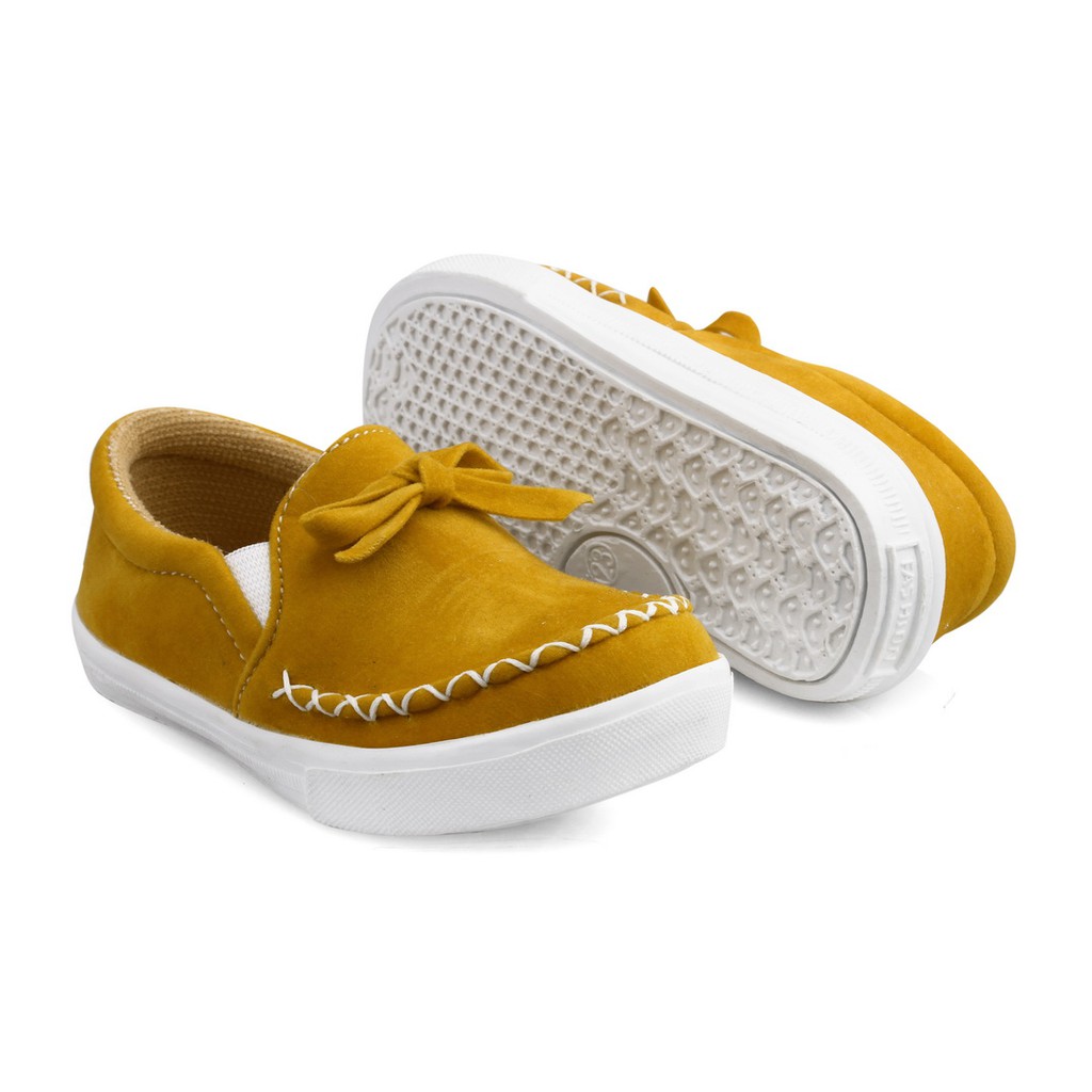 [COD] sepatu anak perempuan pita kuning suede N01 KUNING