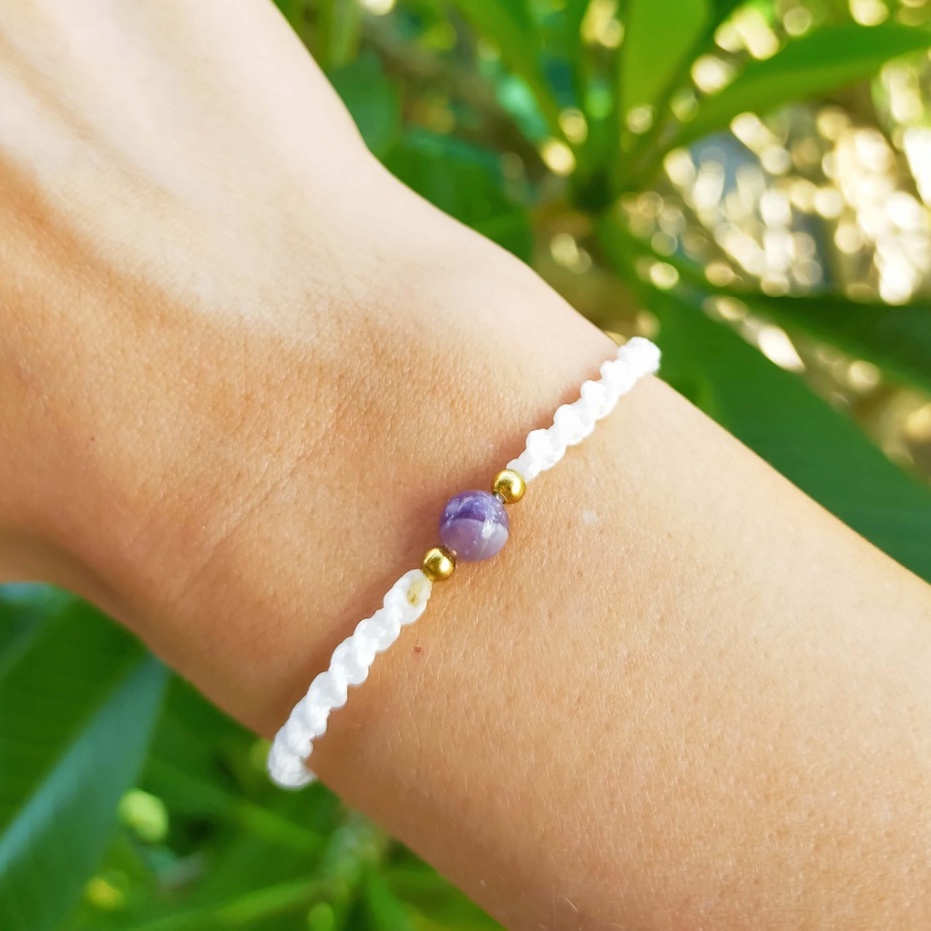 Gelang Tali Macrame Wanita Original Crystal Moon - TWISTY AMETHYST