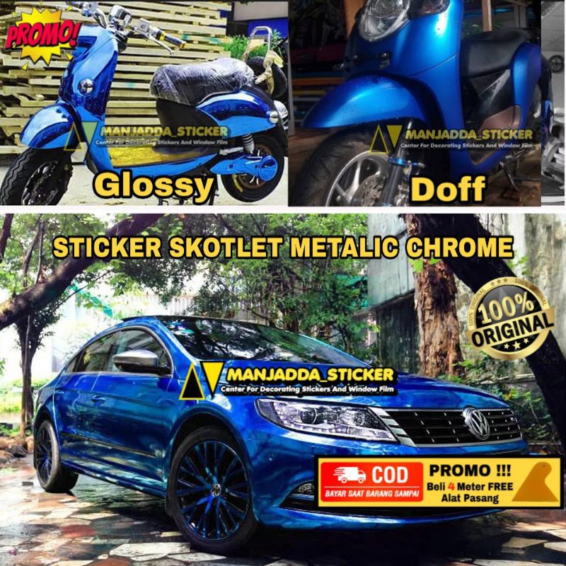 Stiker biru muda pastel super glossy skotlet motor ice blue kualitas premium