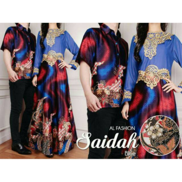 Limited AB Baju Official Shop -Couple batik  SAIDAH BIRU setelan batik atasan batik Murah