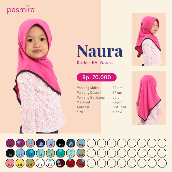 KERUDUNG JILBAB INSTAN ANAK PASMIRA NAURA KIDS S - HIJAB INSTAN PASMIRA