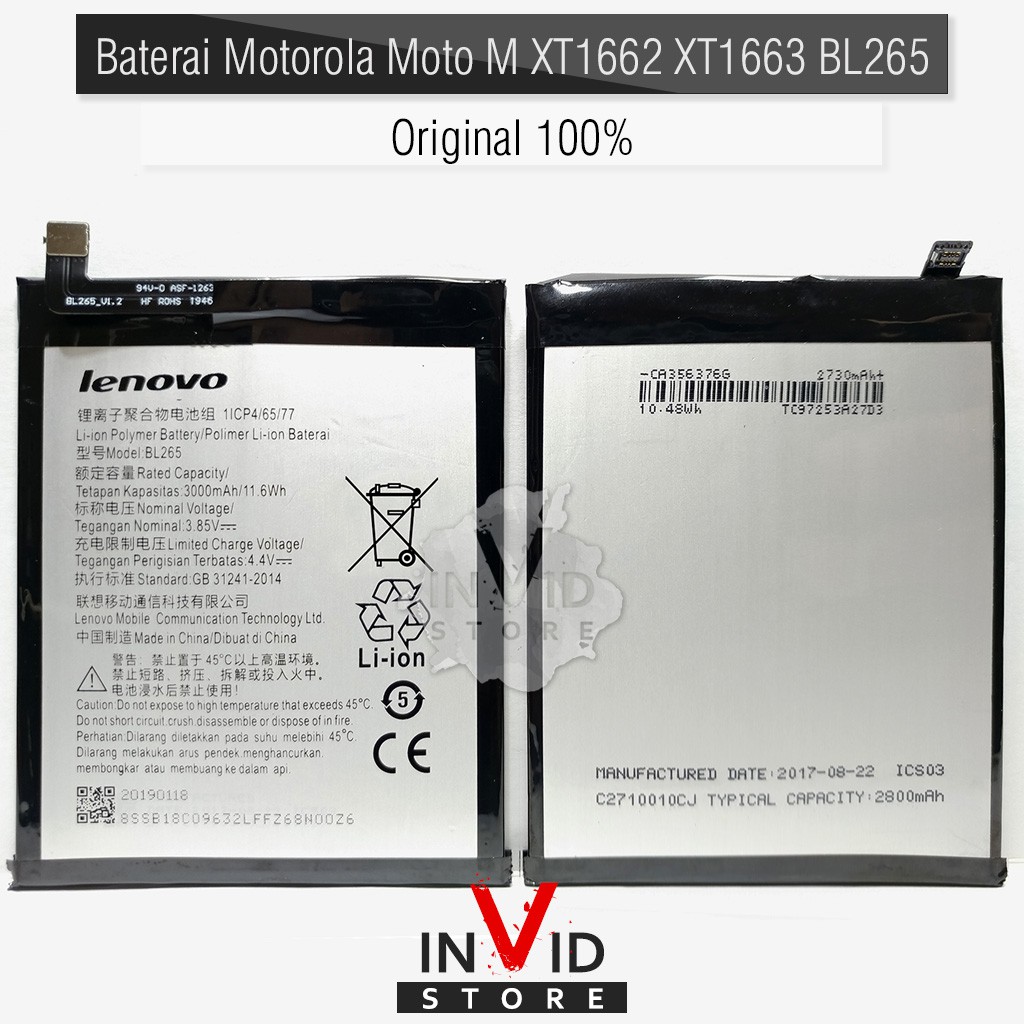 Baterai Motorola Moto M XT1662 XT1663 BL265