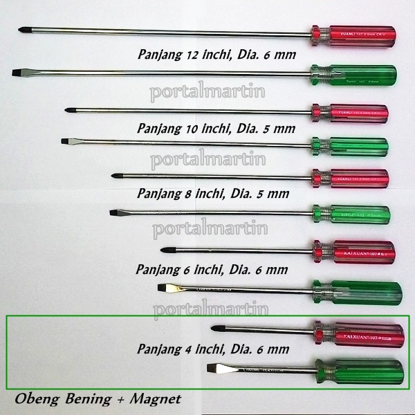 Obeng Plus (+) Bening Magnet 4 Inchi Diameter 6 mm