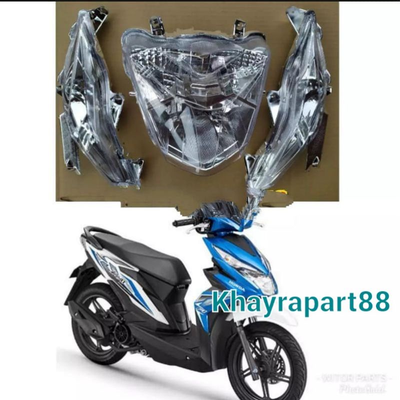 Mika lampu depan set reflektor lampu depan + lampu sen honda beat