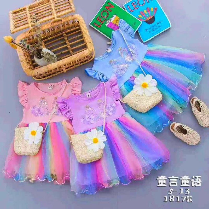 [0-5th] DRESS TUTU ANAK GAUN PESTA DRESS TILE ANAK IMUT MOTIF CAT KUCING DRESS TUTU ANAK IMPORT PREMIUM