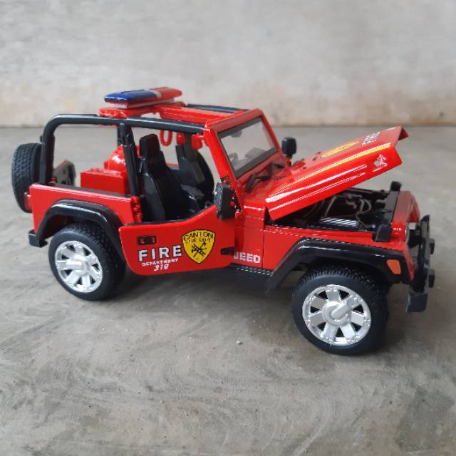 Diecast Jeep Wrangler Fire Alloy - Miniatur Mobil Pemadam Kebakaran