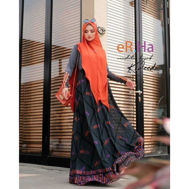 [ER.HA BY RINDITA HIJAB] GAMIS SYARI TERBARU / DRESS SET PRINTING " KHALEEDA " BY ERHA