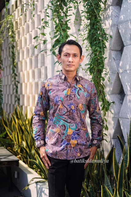 Sidamuliya Batik Kemeja Pria Slimfit Premium Wood Phoenix Lengan Panjang