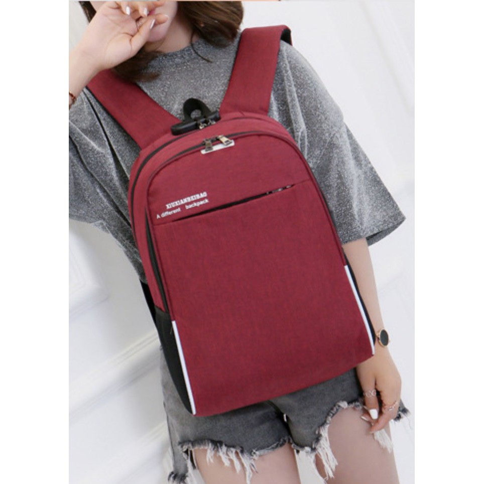 Tas Ransel Backpack KUNCI Nomor SECURITY LOCK Korea Fashion Waterproo USB Port + Lubang Earphone