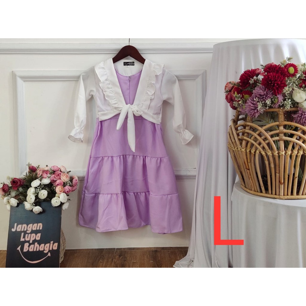 (BISA COD✔️) GAMIS IBU DAN ANAK BISA COUPLE/MODEL ROMPI POLOS/COUPLE IBU ADIK DAN KAKAK TERBARU-LILAC L.6-7TH