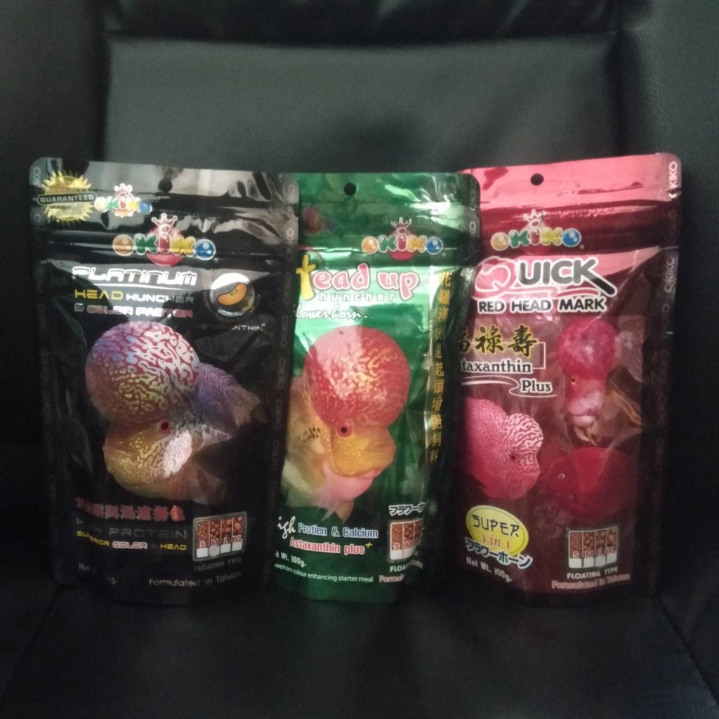 PAKET OKIKO SIZE MEDIUM MIX ISI 3 OKIKO PLATINUM|OKIKO QUICK RED|OKIKO HEAD UP MAKANAN IKAN LOHAN