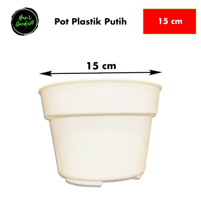 Pot bunga plastik 15 cm putih