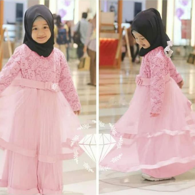 Hot Promo Maxy Ariana Kid Brukat Kombi Tile 2 Susun Gamis Anak Maxi Tutu Anak Produk Laris Shopee Indonesia