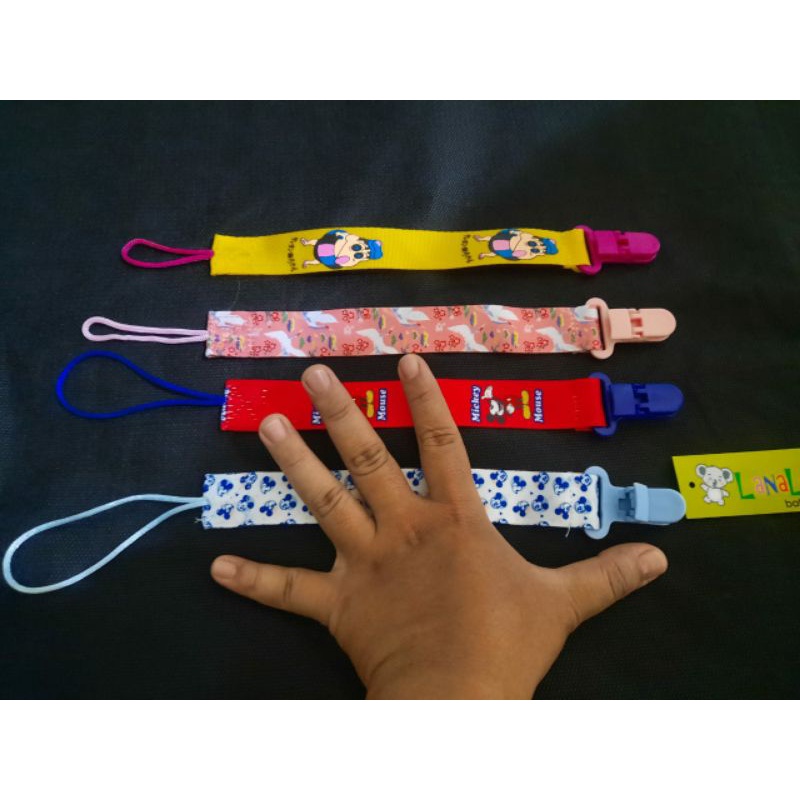 LZ.N37 tali empeng pita motif 25cm. klip rantai empeng. clip pacifier. pacifier chain