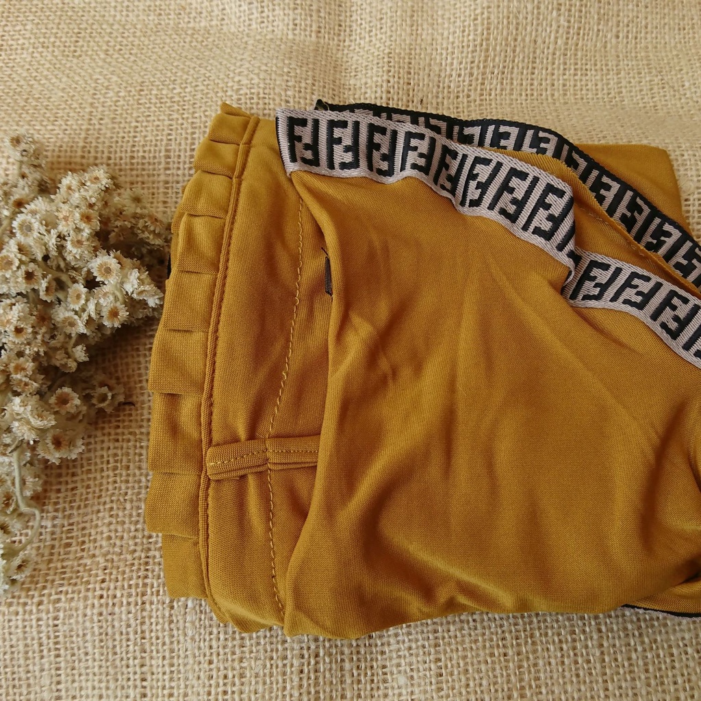 Hijab Instan Gerigi Tali FF/Bergo Tali Pet Gerigi Sporty FF-Kunyit