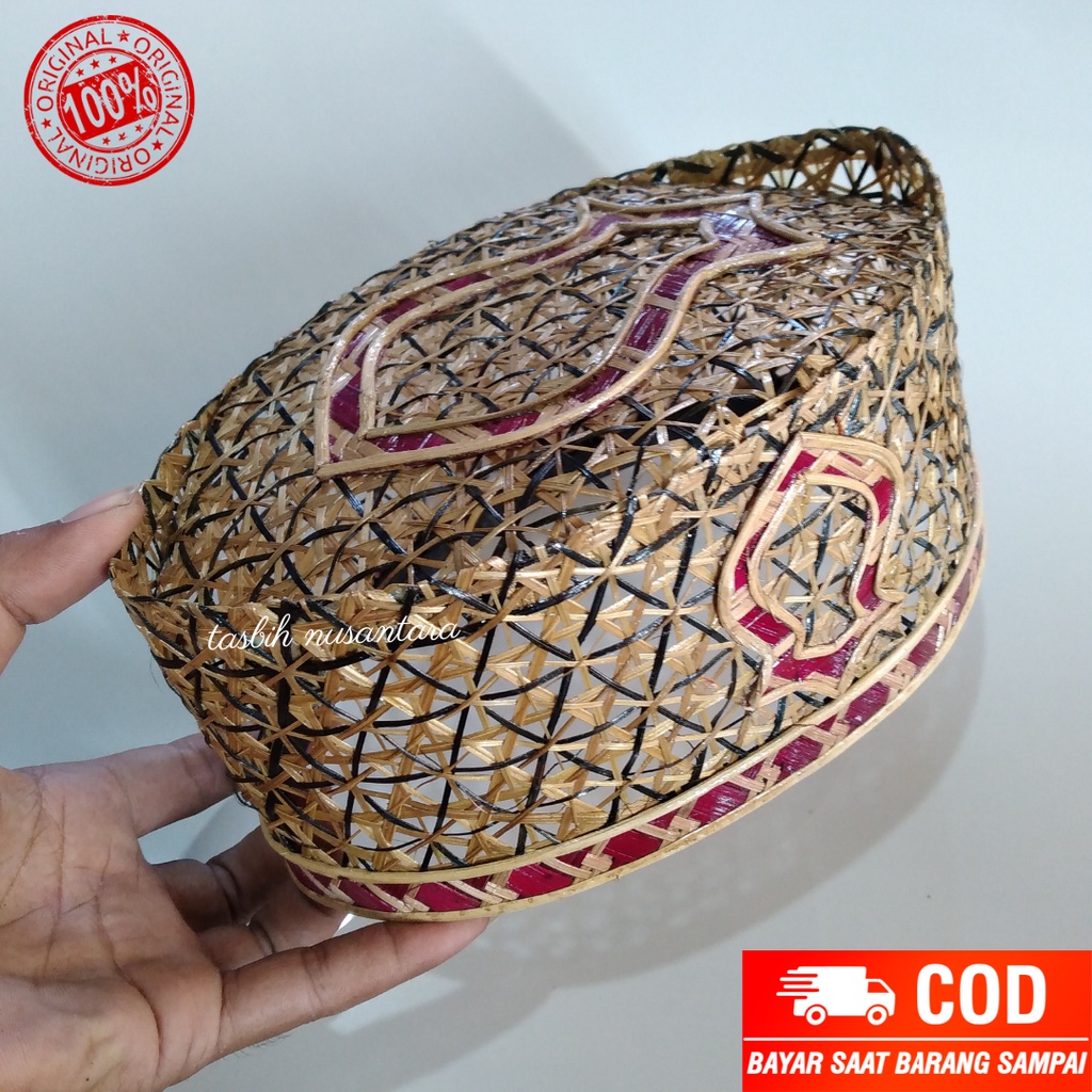 Peci anyaman unik / Peci anyaman bambu model trompah