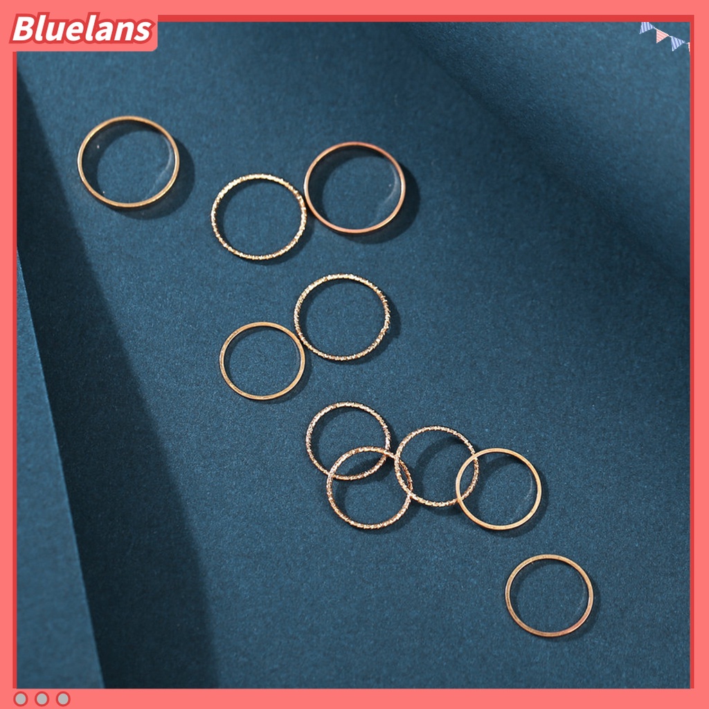 10 Pcs Cincin Jari Ringan Warna Murni Untuk Pria Dan Wanita