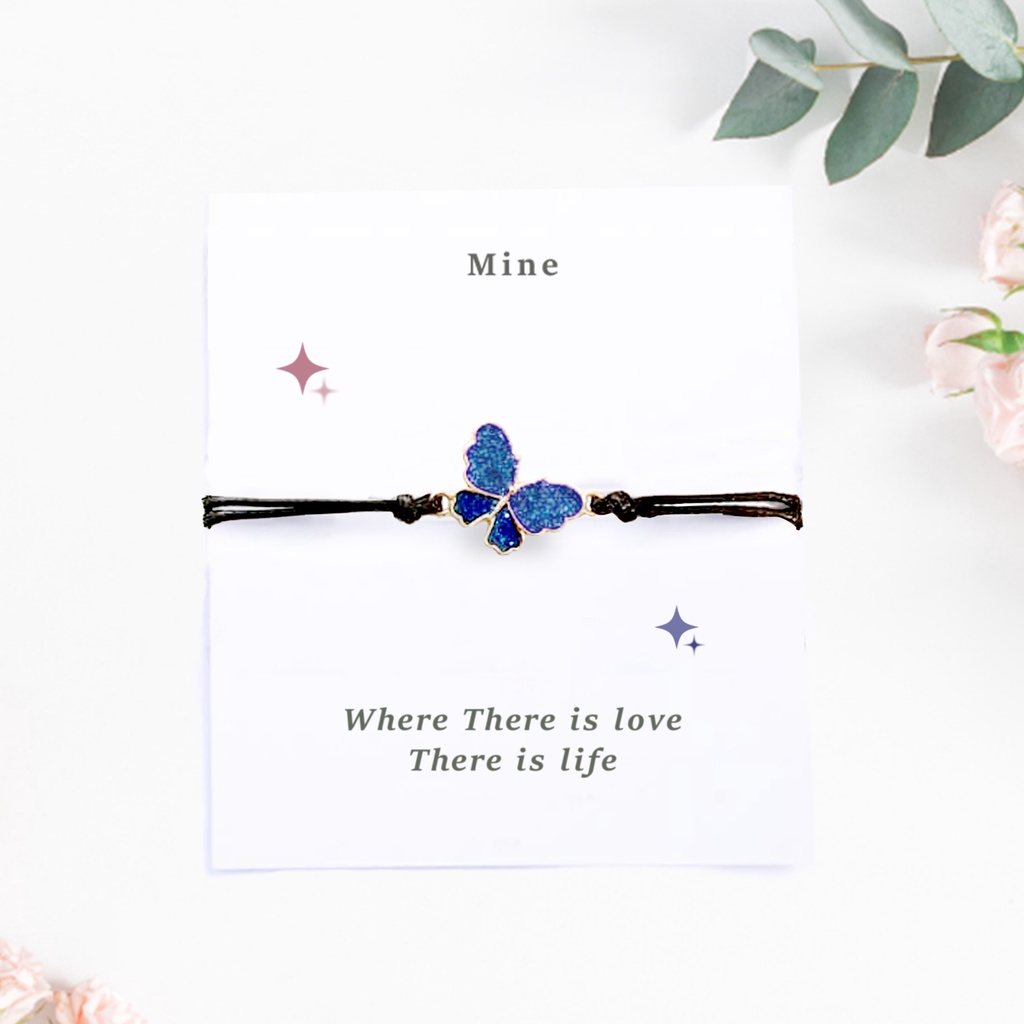 Gelang Kupu Kupu Love Nevertheless bracelet Butterfly DIY Yu na bi Tali VIntage Korea Persahabatan