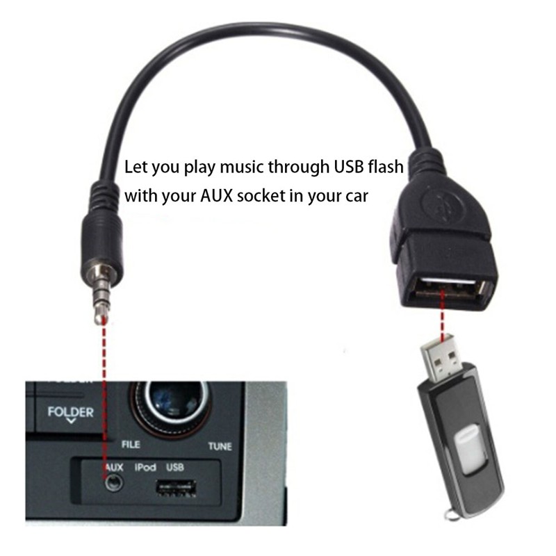 Kabel Adapter Konverter Audio Aux Jack 3.5mm Male Ke Usb 2.0 Tipe A Female Otg Untuk Aksesoris Mobil