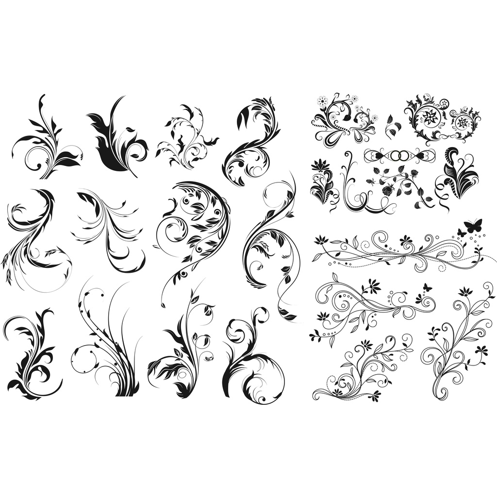 Floral Ornament Silhouette Vector - Coreldraw