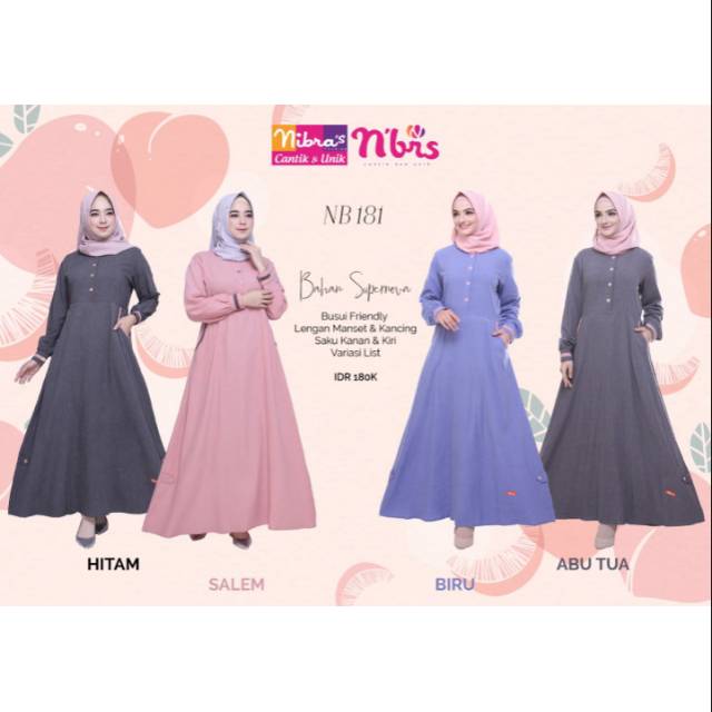 Gamis nibras Nb 181/gamis polos /gamis busui /gamis harian