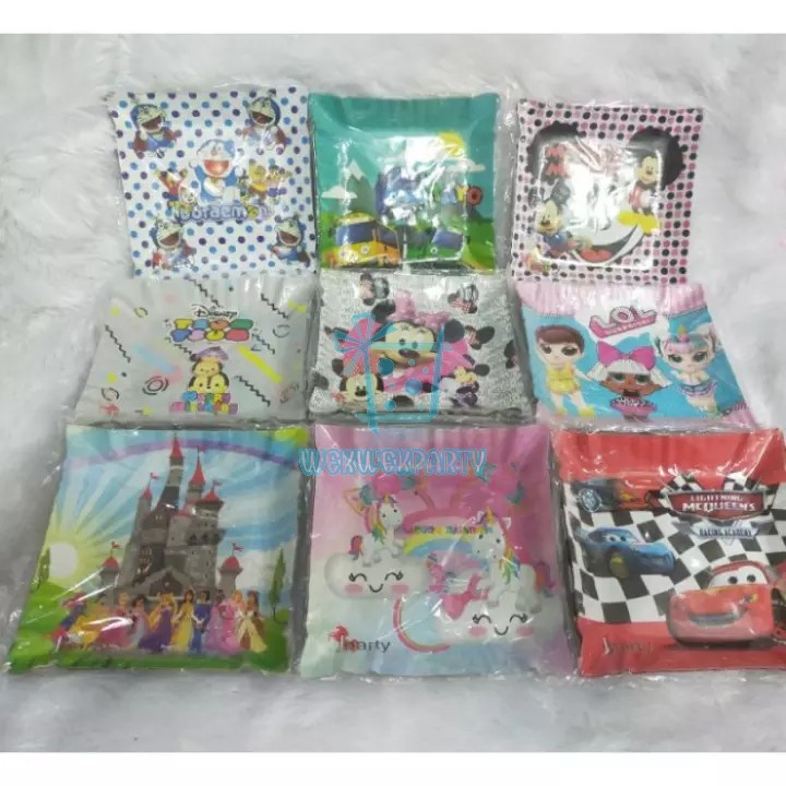 Piring Kertas Model Kotak Kue Snack Camilan Karakter Girl PREMIUM