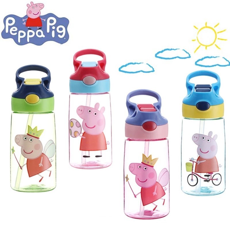 Botol minum peppa pig tritan 450ml anak sedotan import