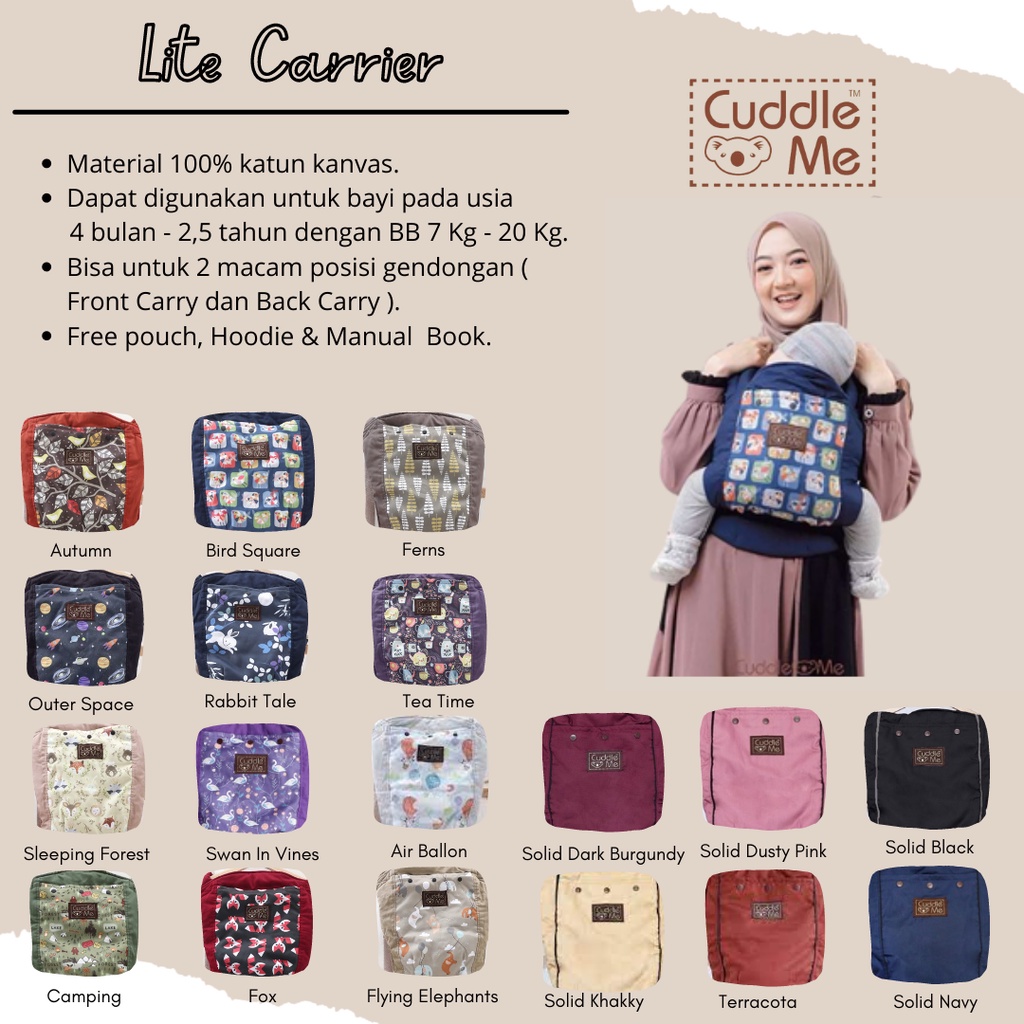 Cuddle Me Lite Carrier / Gendongan Bayi SSC | GENDONGAN BAYI CUDDLE ME LITECARRIER SSC MSHAPE GENDON