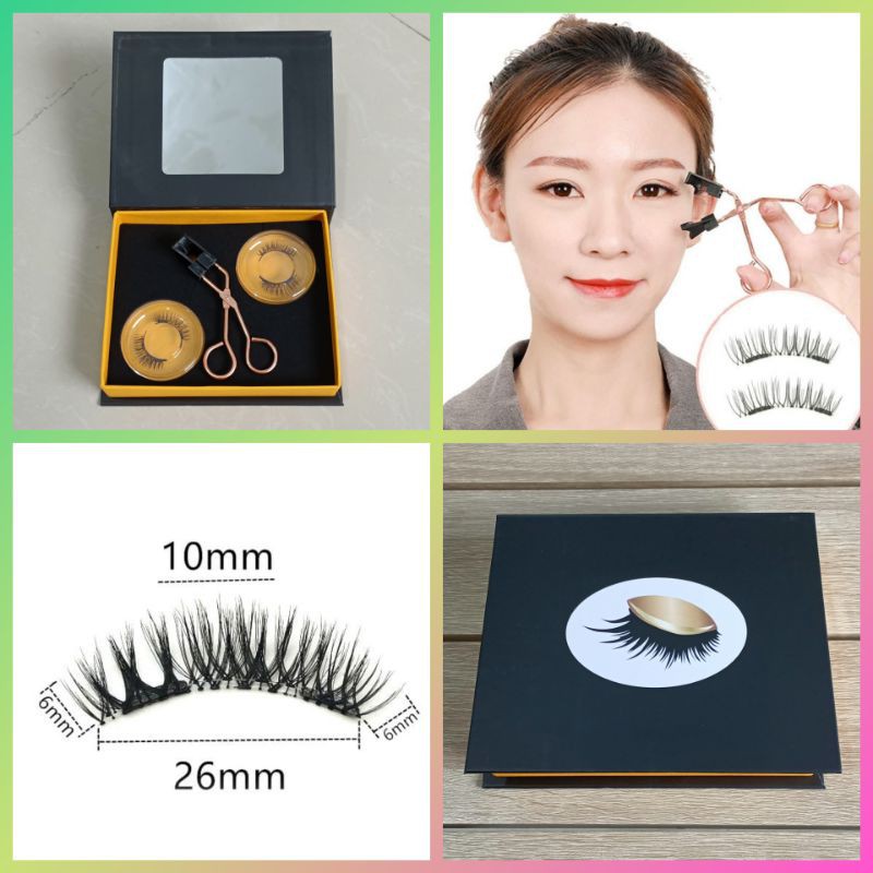 New Magnetic Eyelashes  2 Pair Dengan Penjepit Bulu Mata Kuantum