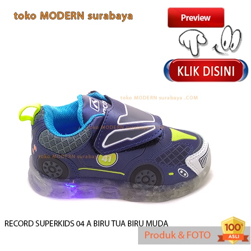 RECORD SUPERKIDS 04 A BIRU TUA BIRU MUDA sepatu anak sepatu lampu