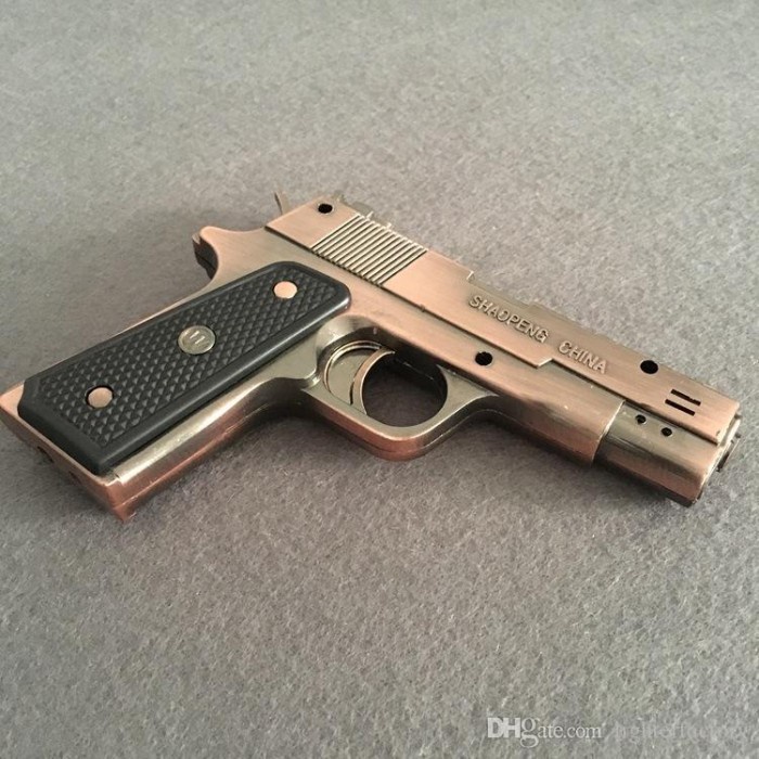 Korek Api Gas Model Pistol Rose Gold Baretta Revolver Gas Unik