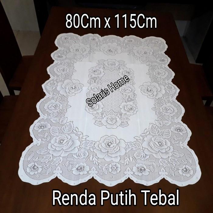 Taplak Meja Tamu Jumbo Besar Putih Kain Renda Tebal Persegi Panjang