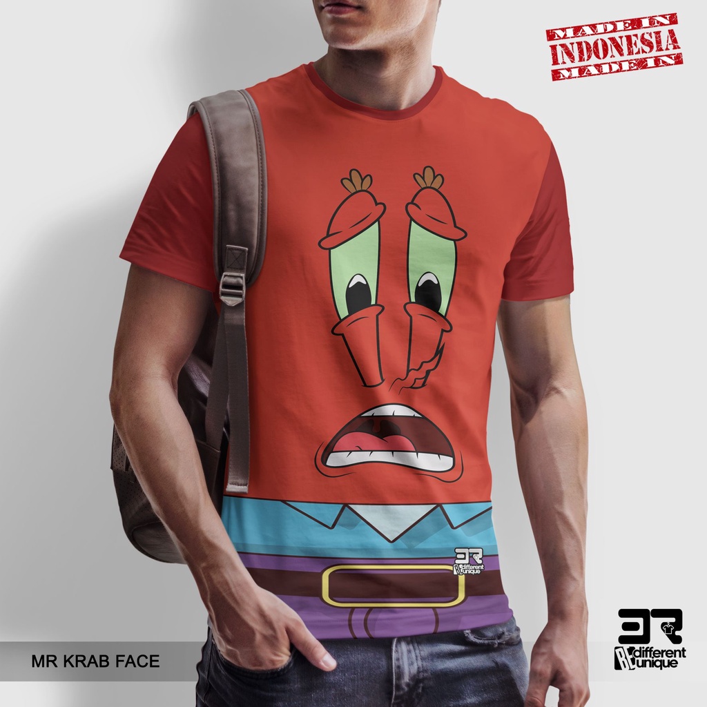 [ COD ] KAOS PRINTING GAMBAR SPONGEBOB SQUAREPANTS FACE MR KRAB - BAJU DISTRO ORIGINAL MOTIF KARTUN 