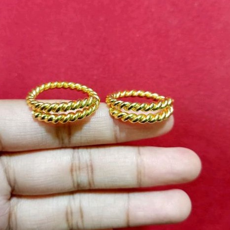 Cincin Putar Lilit Tempahan Lapis Emas 24 Karat | Cincin Wanita Terbaru