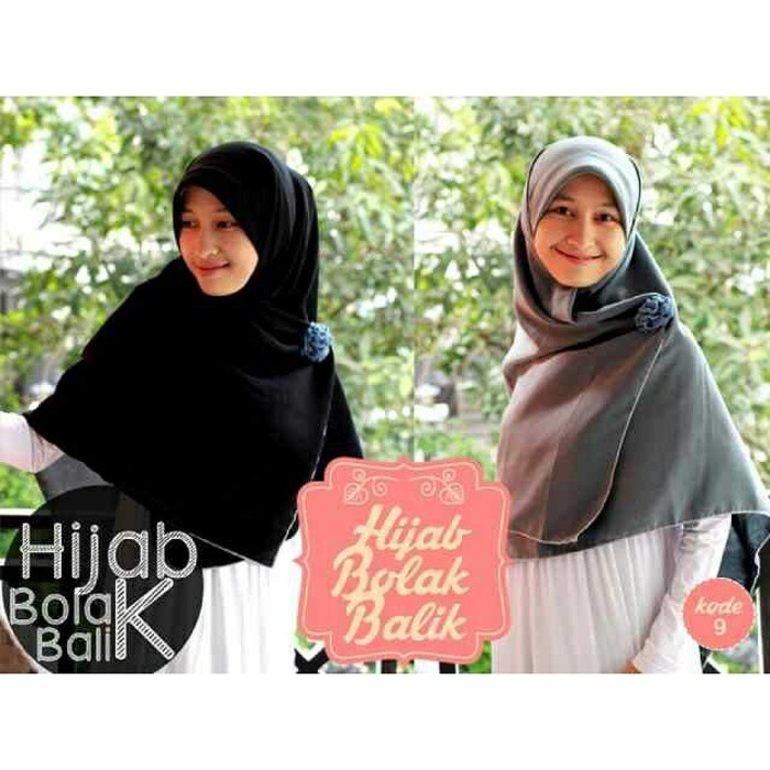 Jilbab syari segi empat Bolak Balik Hitam-Abu