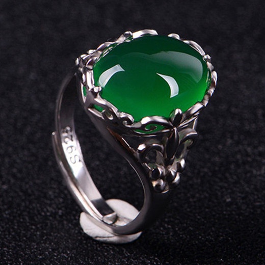 Cincin Batu Giok Alami Warna Emas Untuk Hadiah Valentine