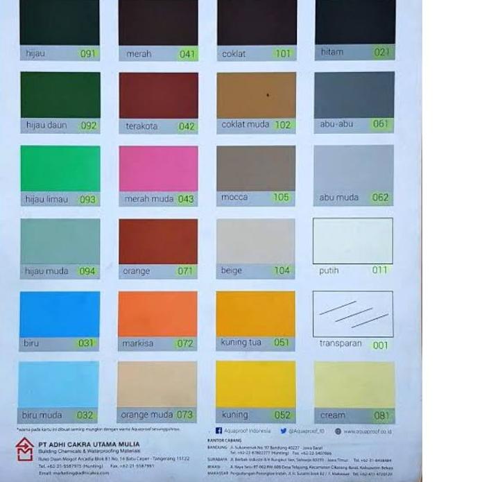 CAT TEMBOK/WATERPROOF/ANTI BOCOR AQUAPROOF 1 KG  SEMUA WARNA 