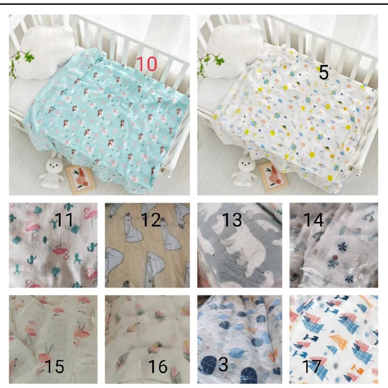 Bedong Bayi import/ Bedong bayi bamboo fiber/muslin swaddle/ bedong bayi lucu